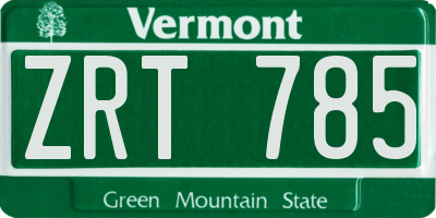 VT license plate ZRT785
