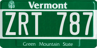 VT license plate ZRT787