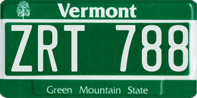 VT license plate ZRT788