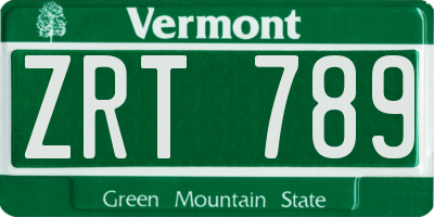VT license plate ZRT789
