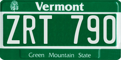 VT license plate ZRT790