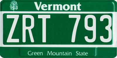 VT license plate ZRT793