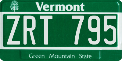 VT license plate ZRT795