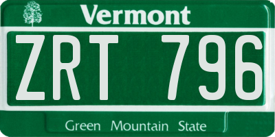 VT license plate ZRT796