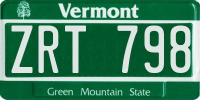 VT license plate ZRT798