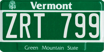 VT license plate ZRT799