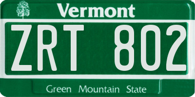 VT license plate ZRT802
