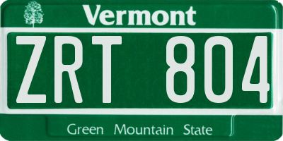 VT license plate ZRT804