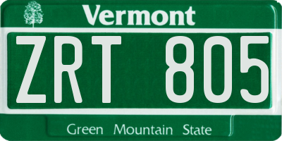 VT license plate ZRT805