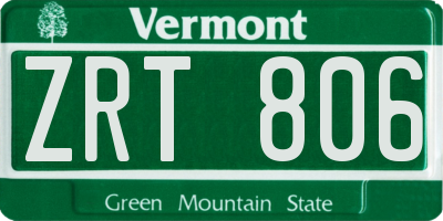 VT license plate ZRT806