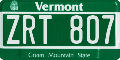 VT license plate ZRT807