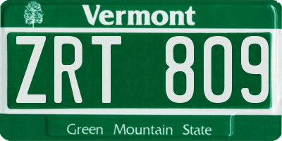 VT license plate ZRT809