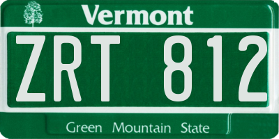 VT license plate ZRT812