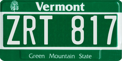VT license plate ZRT817