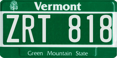 VT license plate ZRT818