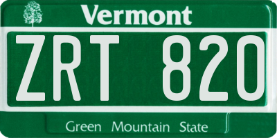 VT license plate ZRT820