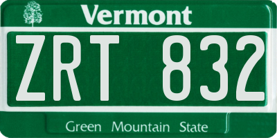 VT license plate ZRT832