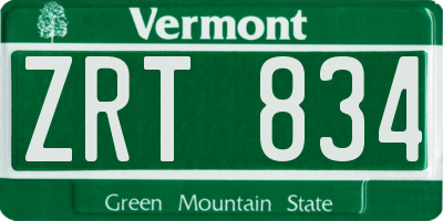 VT license plate ZRT834