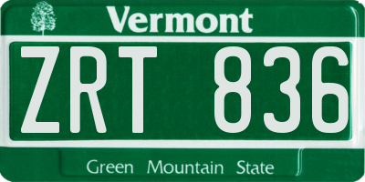 VT license plate ZRT836