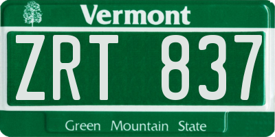 VT license plate ZRT837