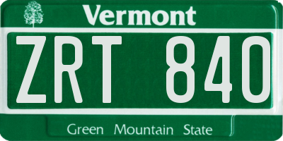 VT license plate ZRT840