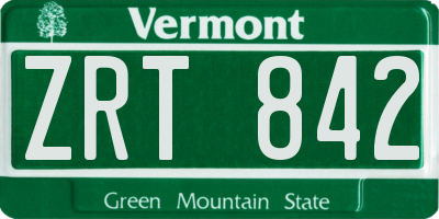 VT license plate ZRT842