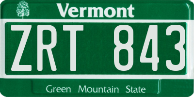 VT license plate ZRT843
