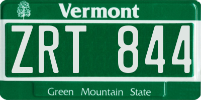 VT license plate ZRT844