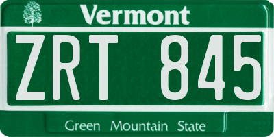 VT license plate ZRT845