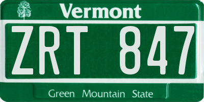VT license plate ZRT847