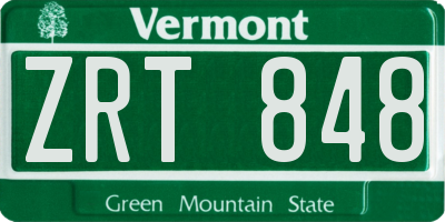 VT license plate ZRT848