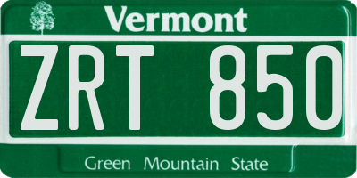 VT license plate ZRT850