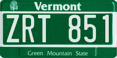 VT license plate ZRT851
