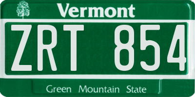 VT license plate ZRT854
