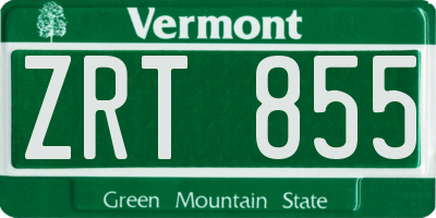 VT license plate ZRT855