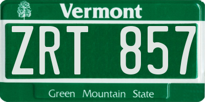 VT license plate ZRT857