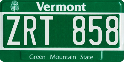 VT license plate ZRT858