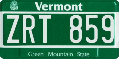 VT license plate ZRT859