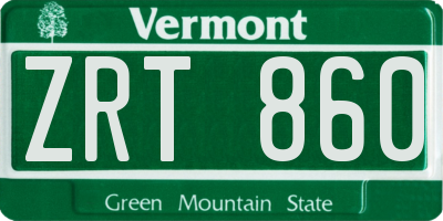 VT license plate ZRT860