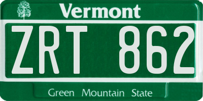 VT license plate ZRT862