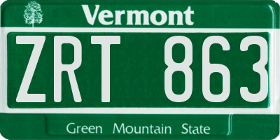 VT license plate ZRT863