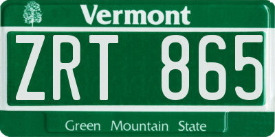 VT license plate ZRT865