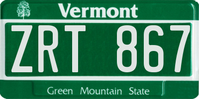 VT license plate ZRT867