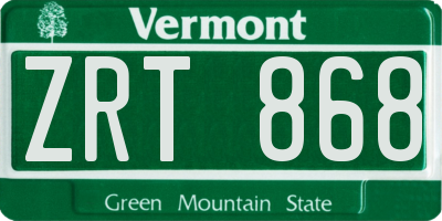 VT license plate ZRT868