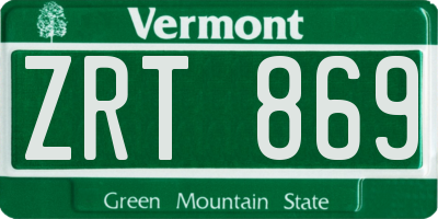 VT license plate ZRT869