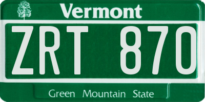 VT license plate ZRT870