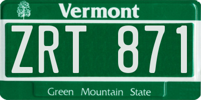 VT license plate ZRT871