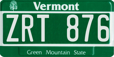 VT license plate ZRT876