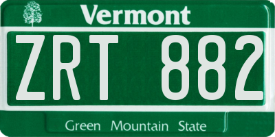 VT license plate ZRT882