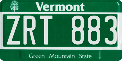 VT license plate ZRT883